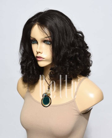Half Tight Spiral Curl Best Malaysian Virgin Hair Silk Top Lace Front Wig