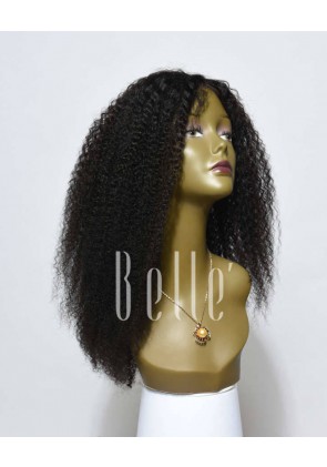 High Quality African American Wig Mongolian Virgin Hair Silk Top Lace Front Wig Afro Curl 