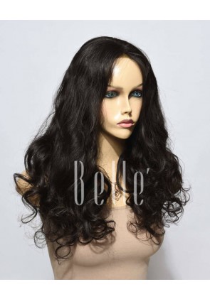 European Curly 100% Premium Human Hair Silk Top Lace Front Wig Malaysian Virgin Hair