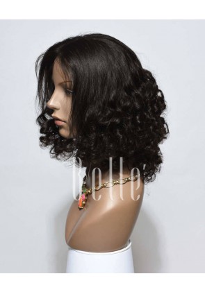 Premium Malaysian Virgin Hair Half Tight Spiral Curl Silk Top Full Lace Wig