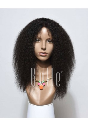 100% Real Human Hair Indian Remy Hair Afro Lace Front Wig Jeri Curl