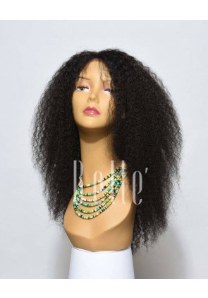 100% Real Human Hair Mongolian Virgin Hair Afro Silk Top Lace Front Wig Jeri Curl